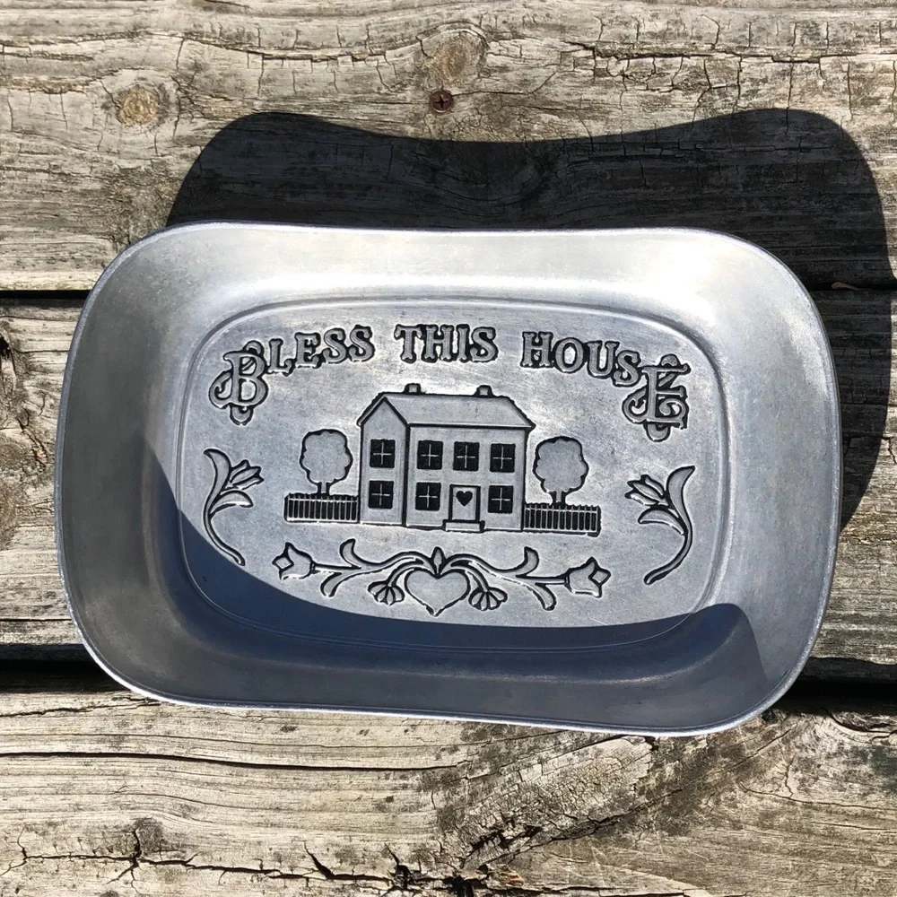 - “Bless This House” Metal Serving Tray! EUC!